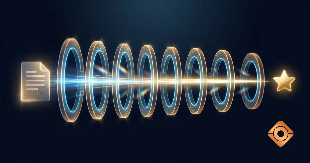 A diagram of the eight gates ChatGPT runs between a question and a citation