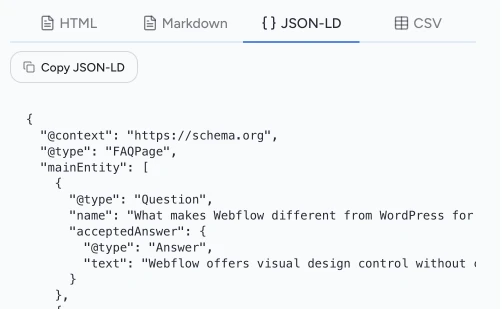 Export to HTML, Markdown, JSON-LD & CSV